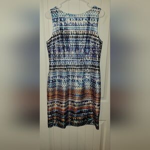 Leslie Fay Geometrical Tribal Multicolor Patterned Sleeveless Size 8 NWOT ♥️